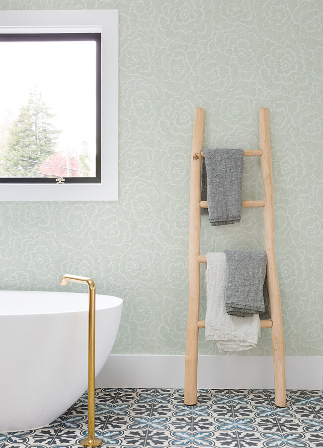 periwinkle-light-green-textured-floral-wallpaper-york-wallcoverings-4120-26040 - York Wallcoverings Wallpaper