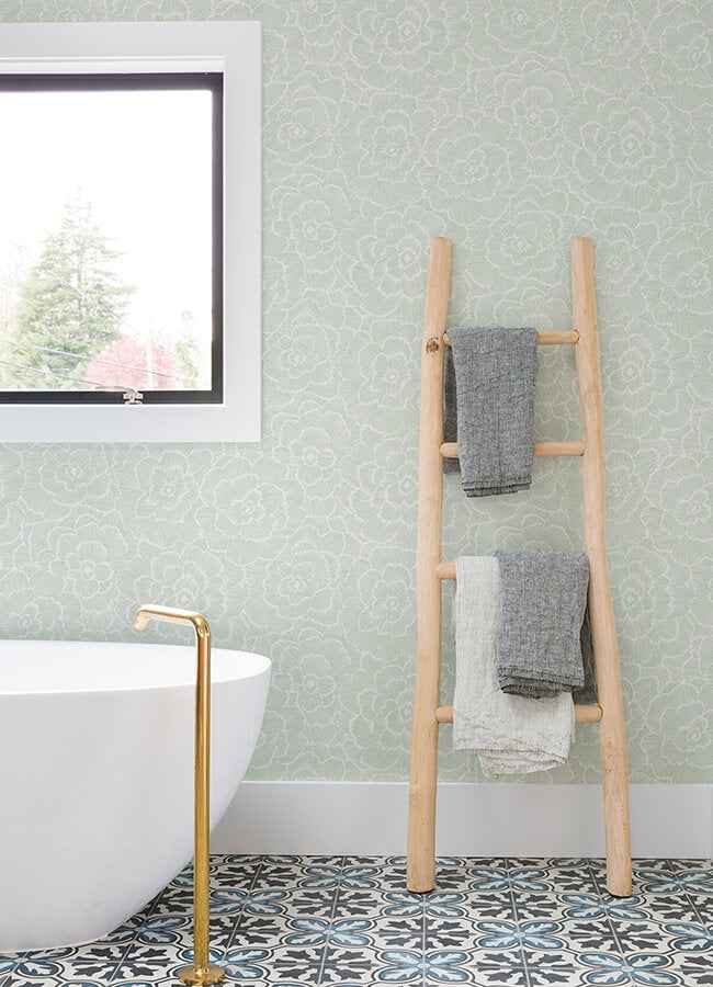 Periwinkle Light Green Textured Floral Wallpaper - York Wallcoverings - 4120-26040 - York Wallcoverings Wallpaper