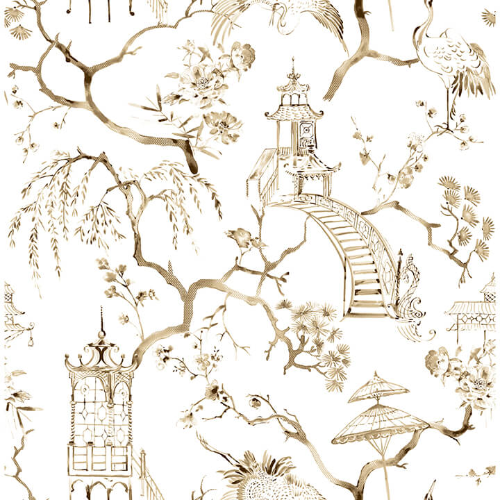 serena-coffee-chinoiserie-wallpaper-york-wallcoverings-4120-26807 - York Wallcoverings Wallpaper