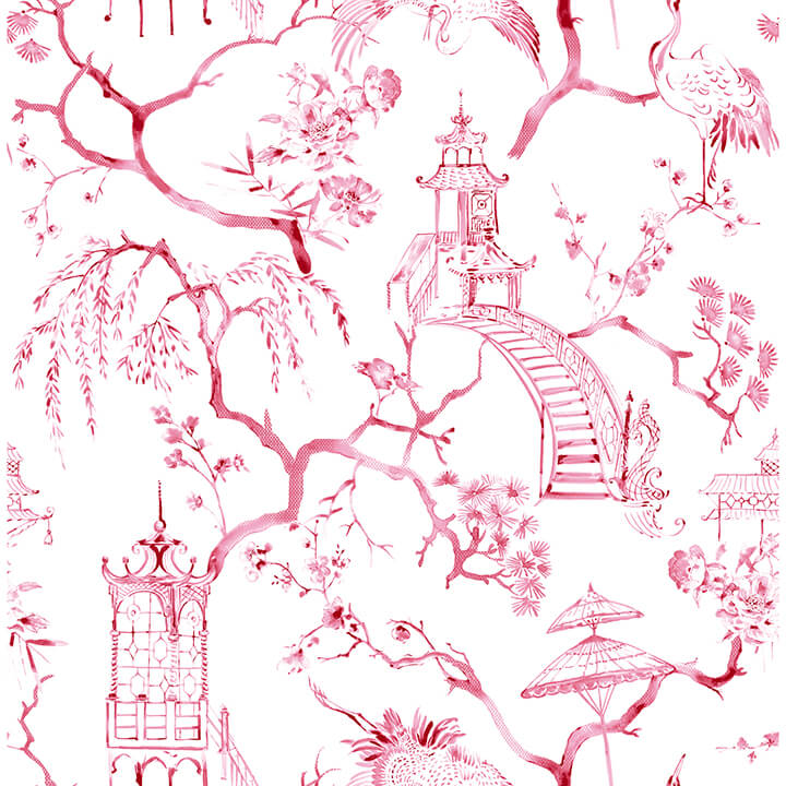 serena-raspberry-chinoiserie-wallpaper-york-wallcoverings-4120-26808 - York Wallcoverings Papel pintado