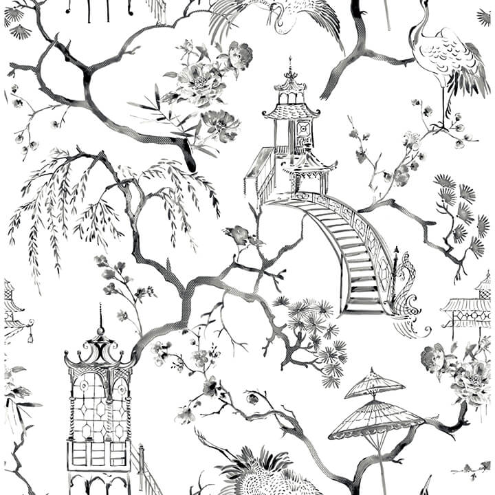 serena-charcoal-chinoiserie-wallpaper-york-wallcoverings-4120-26809 - York Wallcoverings Papel pintado