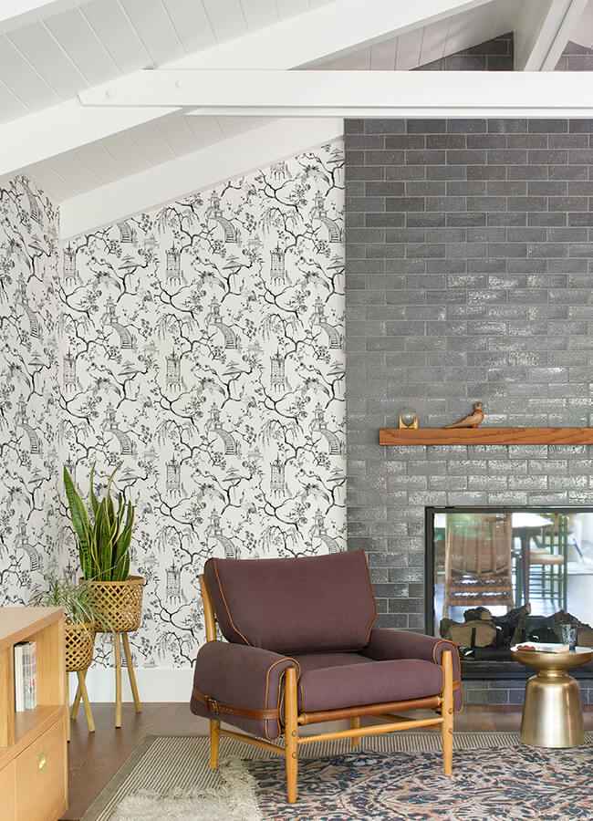Serena Charcoal Chinoiserie Wallpaper - York Wallcoverings - 4120-26809 - York Wallcoverings Wallpaper