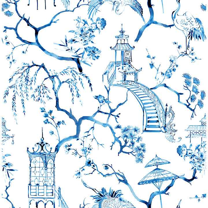 Serena Blue Chinoiserie Wallpaper - York Wallcoverings - 4120-26810 - York Wallcoverings Wallpaper