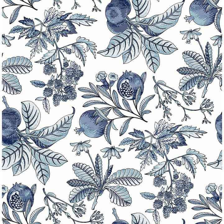 Cecilia Blue Fruit Wallpaper - York Wallcoverings - 4120-26811 - York Wallcoverings Wallpaper