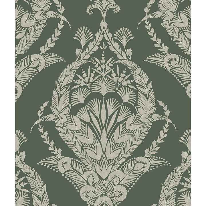 Arlie Evergreen Botanical Damask Wallpaper - York Wallcoverings - 4120-26821