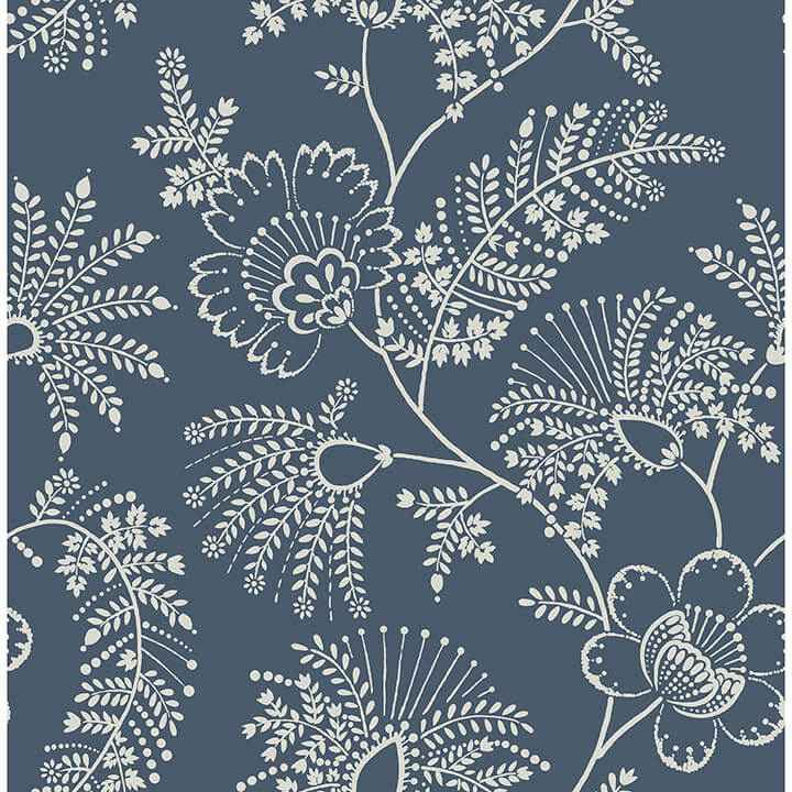 Maeve Dark Blue Jacobean Trail Wallpaper - York Wallcoverings - 4120-26822