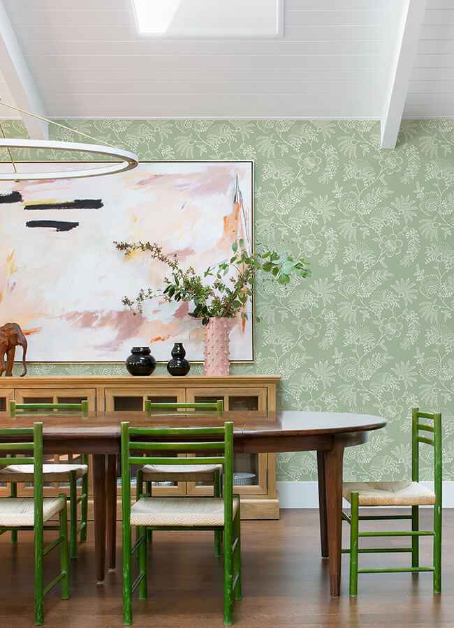 Maeve Sage Jacobean Trail Wallpaper - York Wallcoverings - 4120-26823 - York Wallcoverings Wallpaper