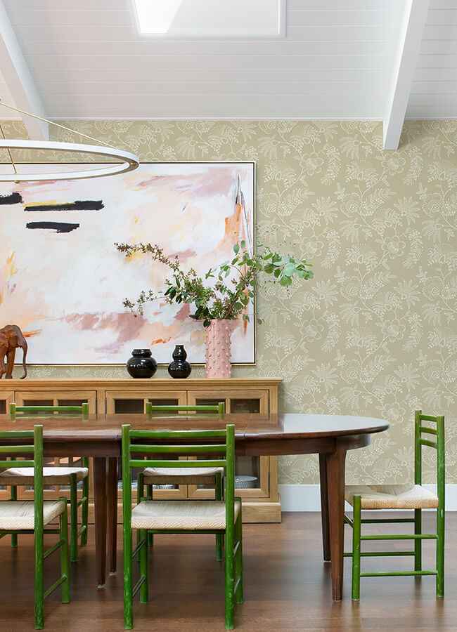 Maeve Butter Jacobean Trail Wallpaper - York Wallcoverings - 4120-26825 - York Wallcoverings Wallpaper