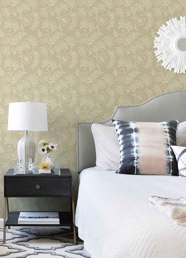 Maeve Butter Jacobean Trail Wallpaper - York Wallcoverings - 4120-26825 - York Wallcoverings Wallpaper