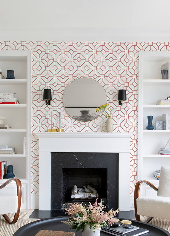 addis-coral-trellis-wallpaper-york-wallcoverings-4120-26830 - York Wallcoverings Wallpaper