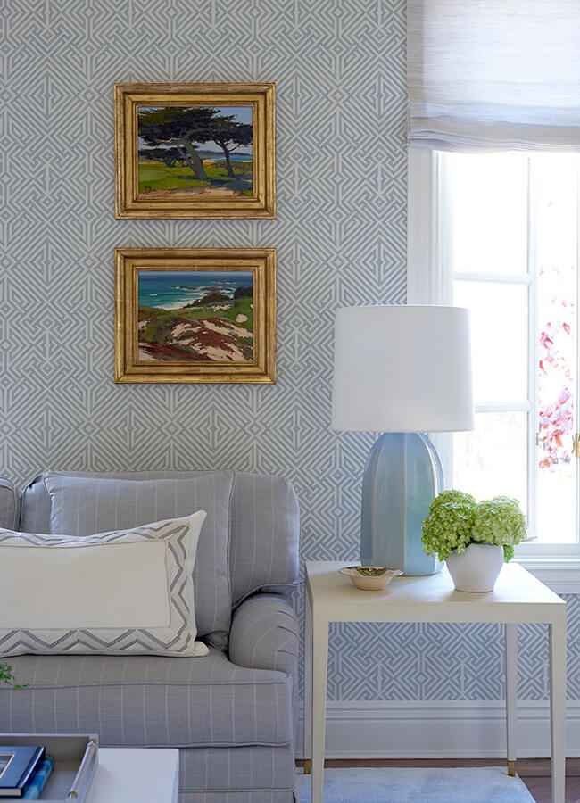 Lyon Blue Geometric Key Wallpaper - York Wallcoverings - 4120-26847 - York Wallcoverings Wallpaper