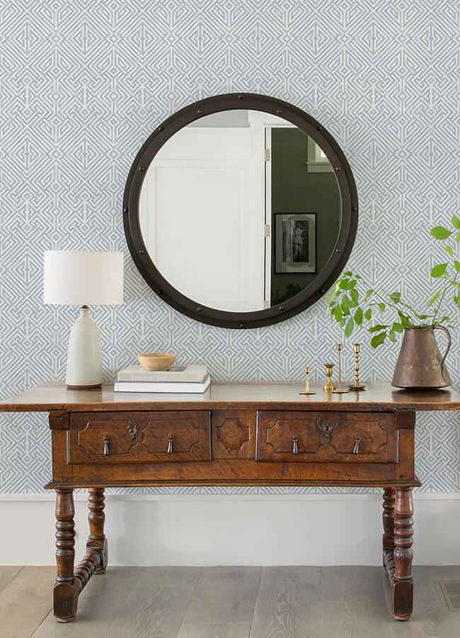 Lyon Blue Geometric Key Wallpaper - York Wallcoverings - 4120-26847 - York Wallcoverings Wallpaper