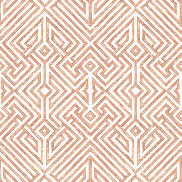 Lyon Coral Geometric Key Wallpaper - York Wallcoverings - 4120-26848