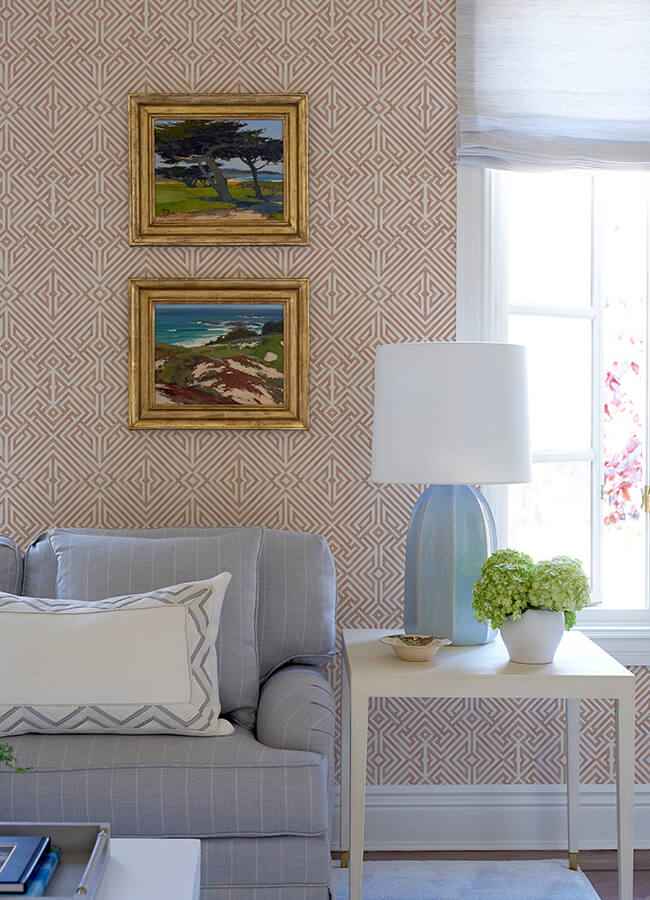Lyon Coral Geometric Key Wallpaper - York Wallcoverings - 4120-26848 - York Wallcoverings Wallpaper