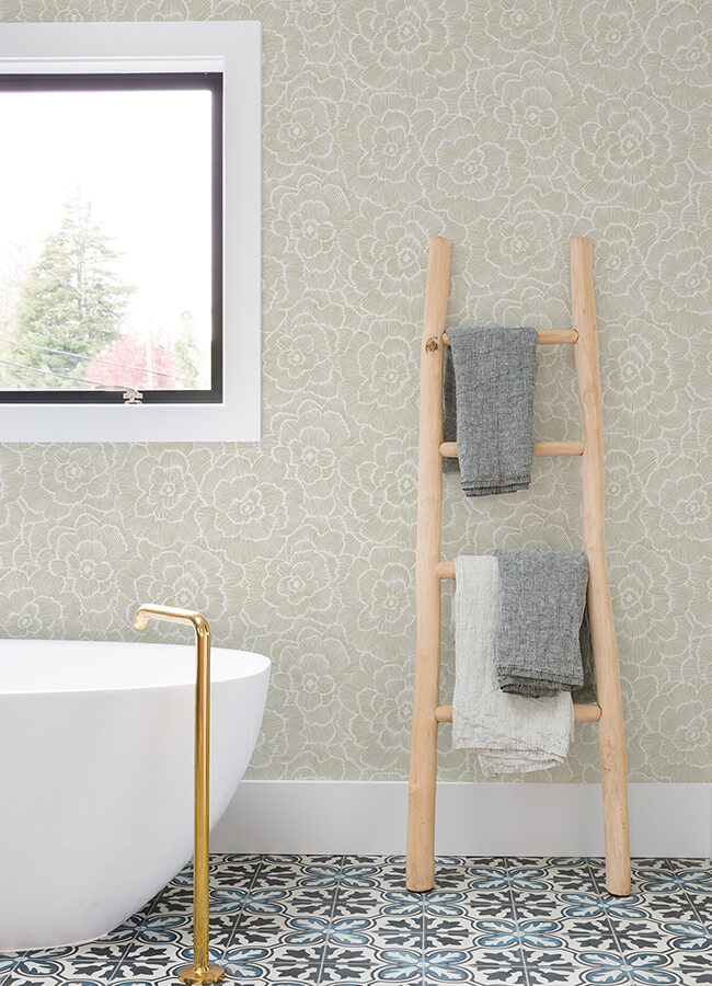 periwinkle-stone-textured-floral-wallpaper-york-wallcoverings-4120-26852 - York Wallcoverings Wallpaper