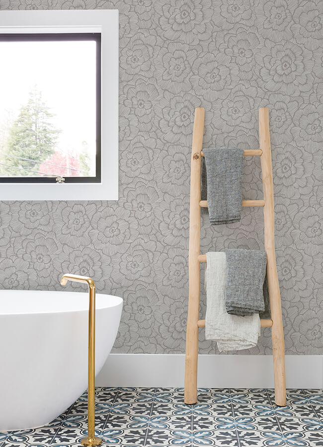 periwinkle-sterling-textured-floral-wallpaper-york-wallcoverings-4120-26853 - York Wallcoverings Wallpaper