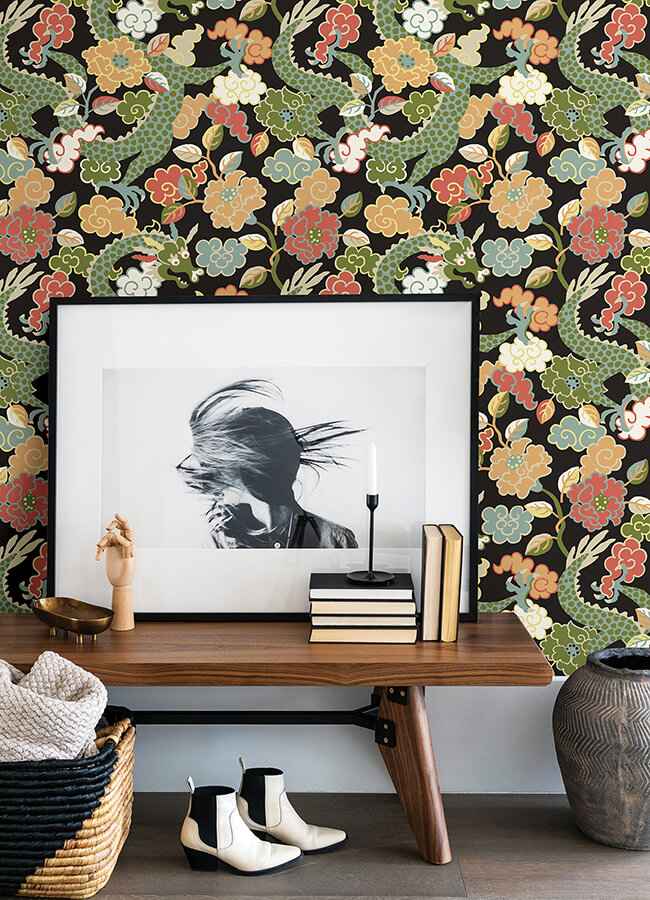 Yanci Green Dragon Wallpaper - York Wallcoverings - 4120-72005 - York Wallcoverings Wallpaper
