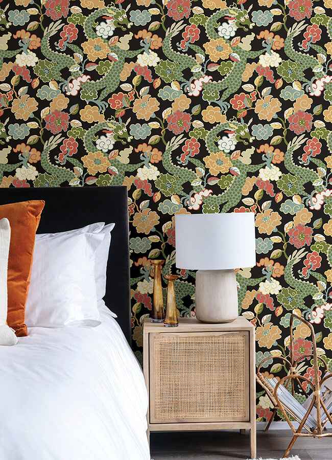 Yanci Green Dragon Wallpaper - York Wallcoverings - 4120-72005 - York Wallcoverings Wallpaper