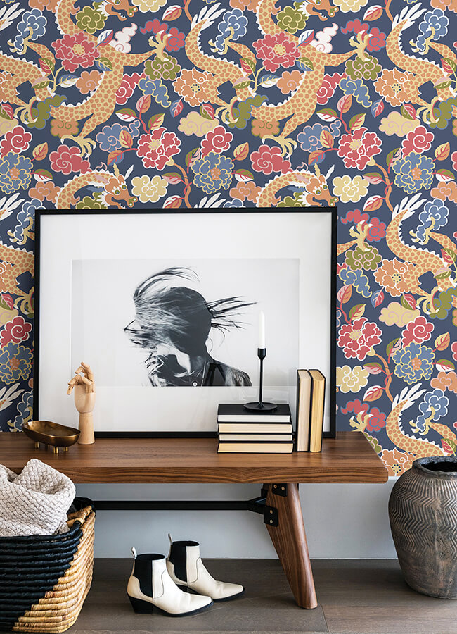 yanci-orange-dragon-wallpaper-york-wallcoverings-4120-72007 - York Wallcoverings Wallpaper