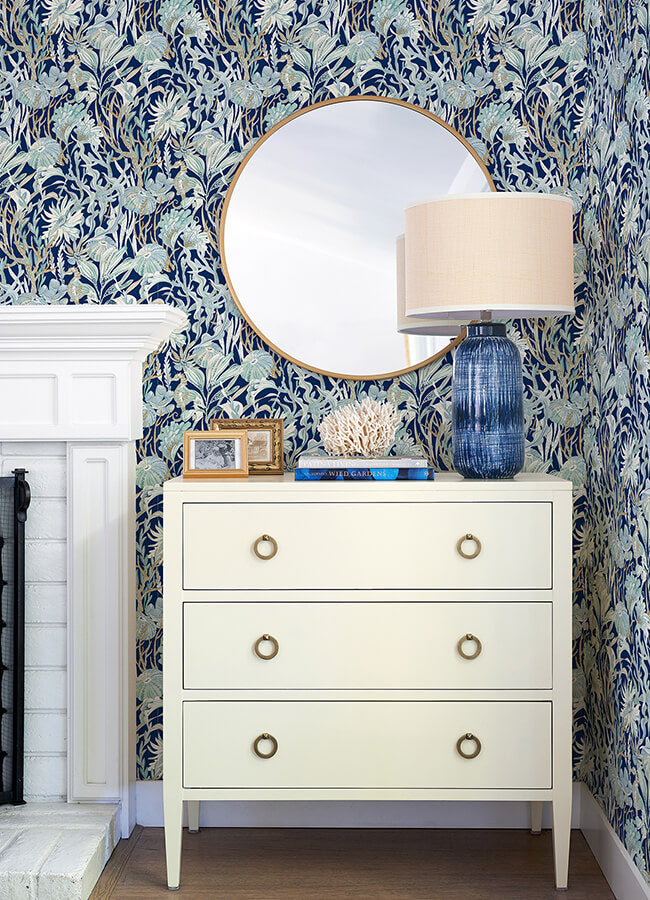 kelp-garden-navy-tropical-reef-wallpaper-york-wallcoverings-4071-71001 - York Wallcoverings Papel pintado
