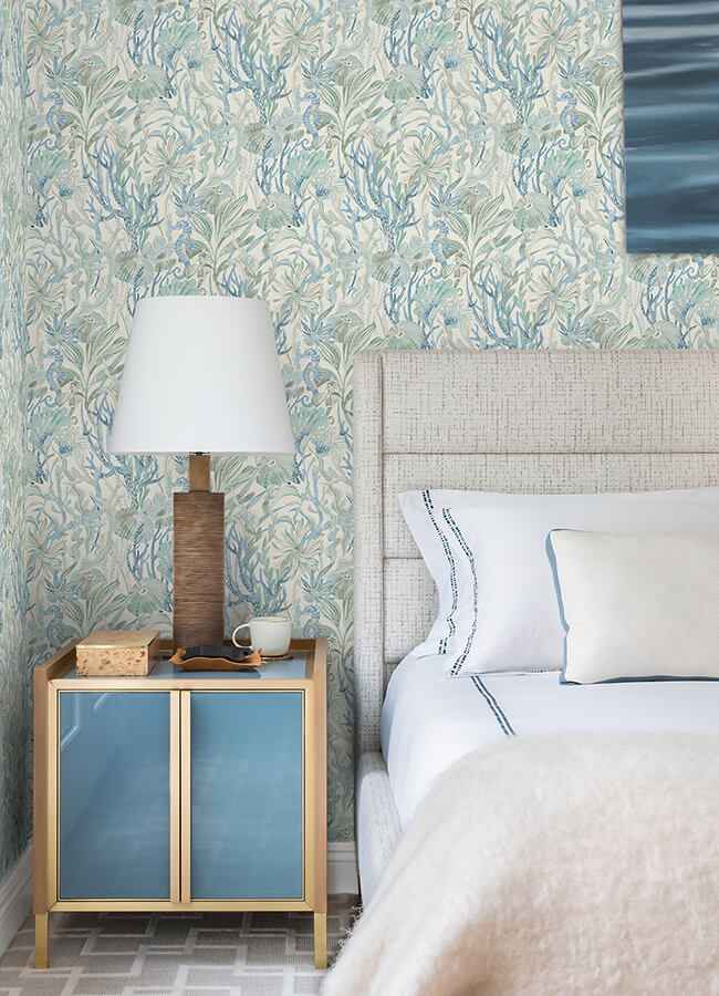 Kelp Garden Light Blue Tropical Reef Wallpaper - York Wallcoverings - 4071-71003 - York Wallcoverings Wallpaper