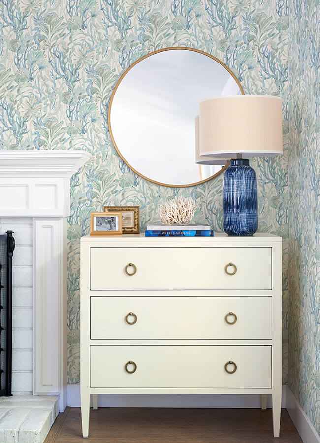 Kelp Garden Light Blue Tropical Reef Wallpaper - York Wallcoverings - 4071-71003 - York Wallcoverings Wallpaper