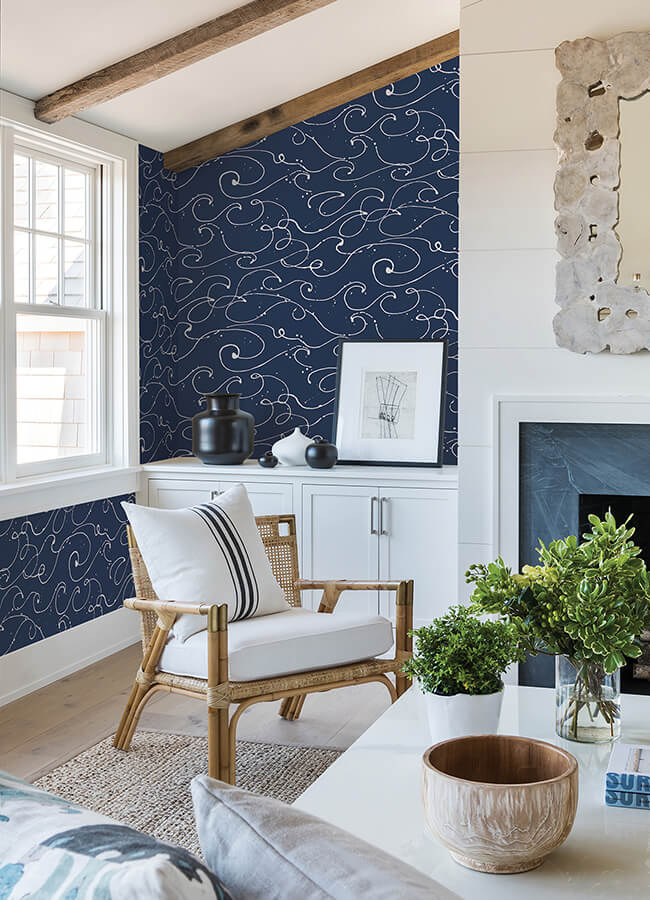 kuroshio-navy-ocean-wave-wallpaper-york-wallcoverings-4071-71004 - York Wallcoverings Papel pintado
