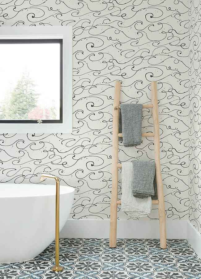 Kuroshio Charcoal Ocean Wave Wallpaper - York Wallcoverings - 4071-71008 - York Wallcoverings Wallpaper
