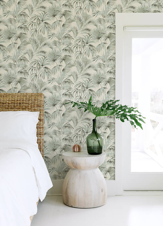 manaus-aqua-palm-frond-wallpaper-york-wallcoverings-4071-71015 - York Wallcoverings Papel pintado