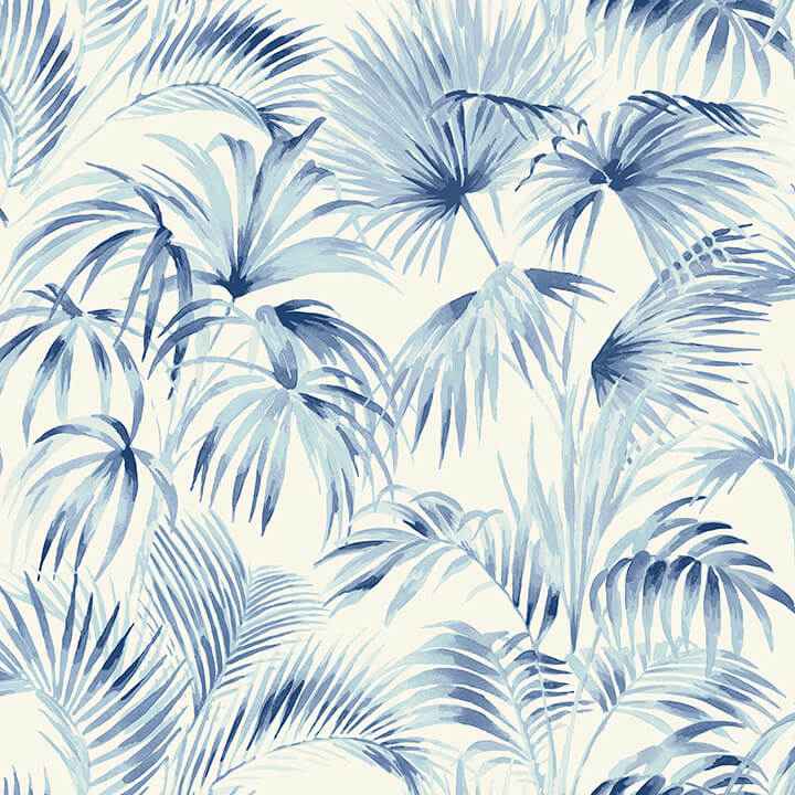 Manaus Blue Palm Frond Wallpaper - York Wallcoverings - 4071-71016