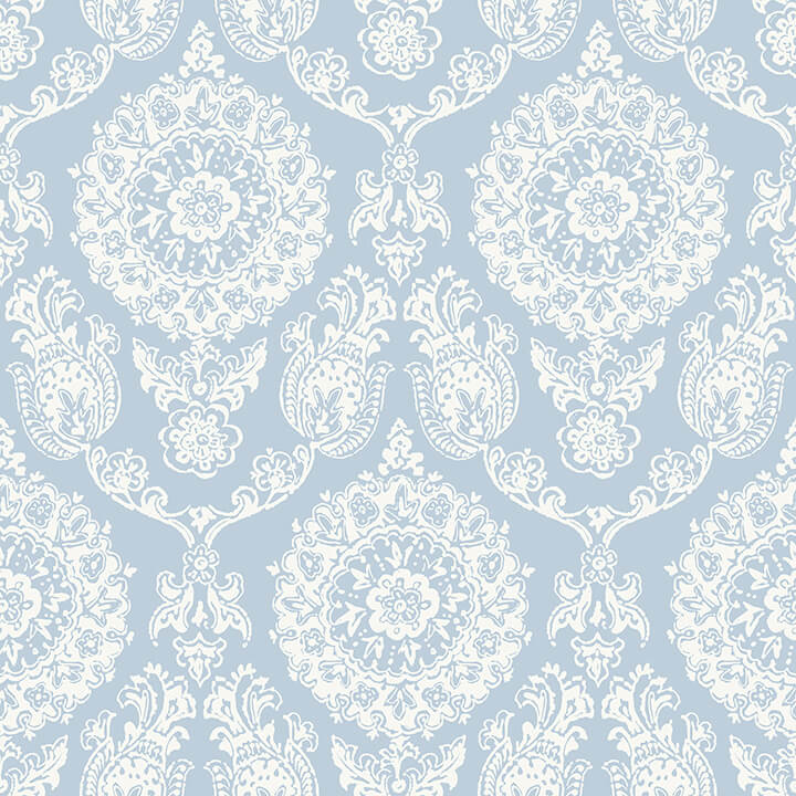 helm-damask-light-blue-floral-medallion-wallpaper-york-wallcoverings-4071-71019 - York Wallcoverings Papel pintado