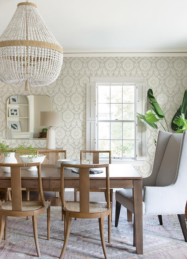 helm-damask-taupe-floral-medallion-wallpaper-york-wallcoverings-4071-71020 - York Wallcoverings Papel pintado