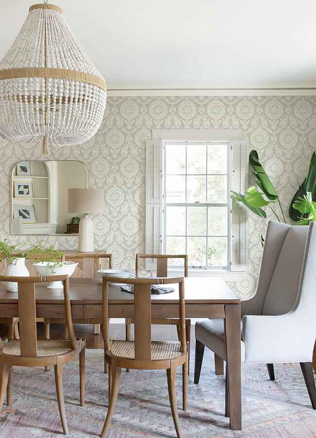 Helm Damask Taupe Floral Medallion Wallpaper - York Wallcoverings - 4071-71020 - York Wallcoverings Wallpaper