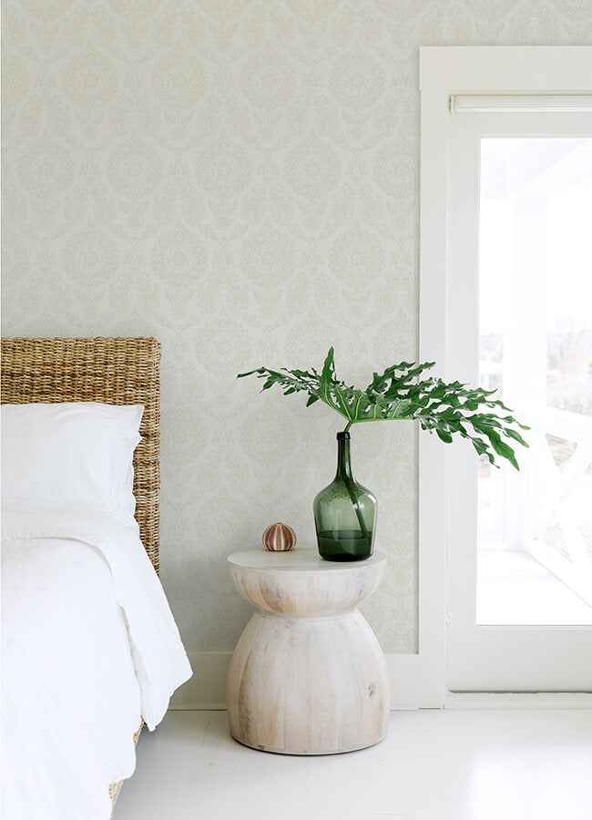 Helm Damask White Floral Medallion Wallpaper - York Wallcoverings - 4071-71021 - York Wallcoverings Wallpaper