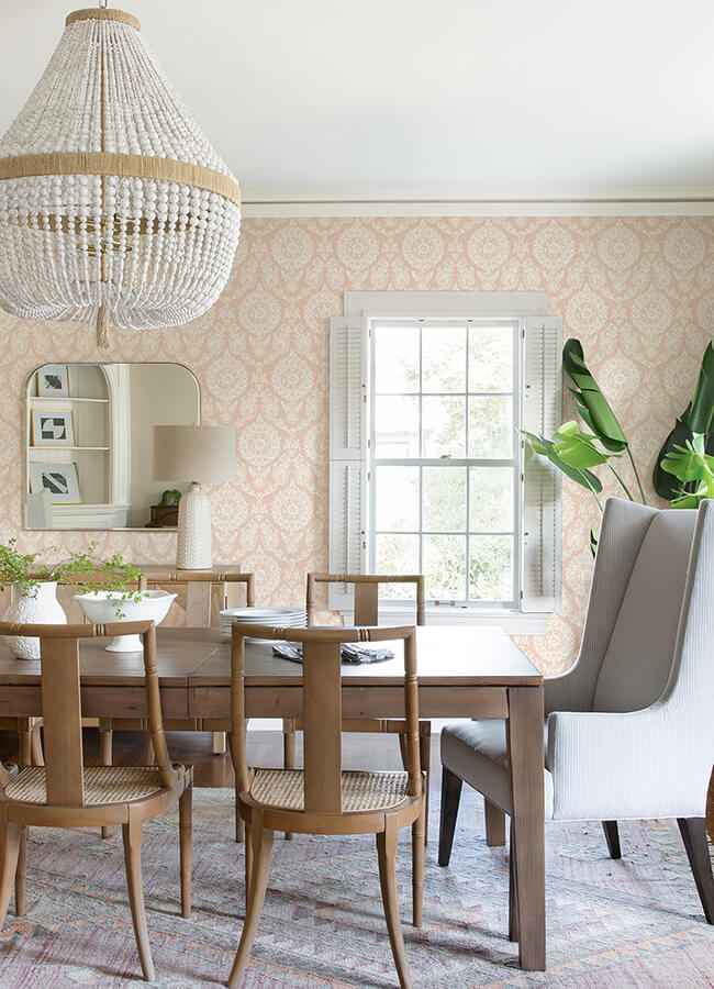 Helm Damask Blush Floral Medallion Wallpaper - York Wallcoverings - 4071-71022 - York Wallcoverings Wallpaper