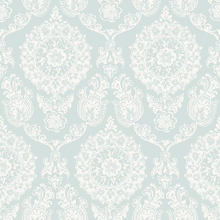 helm-damask-aqua-floral-medallion-wallpaper-york-wallcoverings-4071-71023 - York Wallcoverings Papel pintado