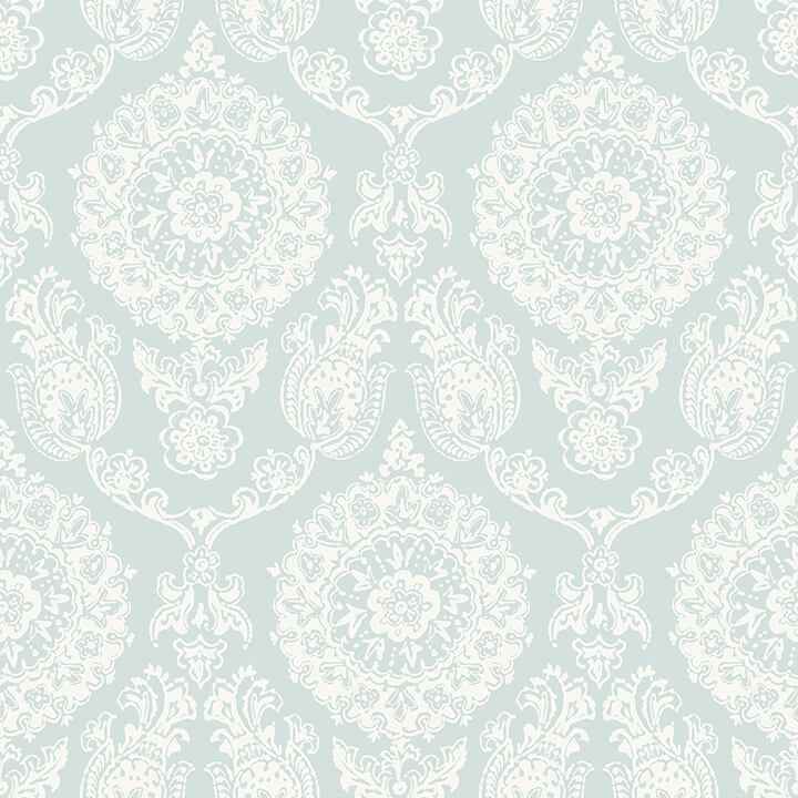 Helm Damask Aqua Floral Medallion Wallpaper - York Wallcoverings - 4071-71023 - York Wallcoverings Wallpaper