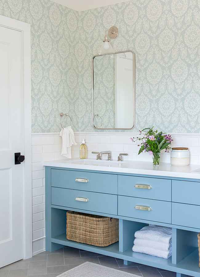 Helm Damask Aqua Floral Medallion Wallpaper - York Wallcoverings - 4071-71023 - York Wallcoverings Wallpaper