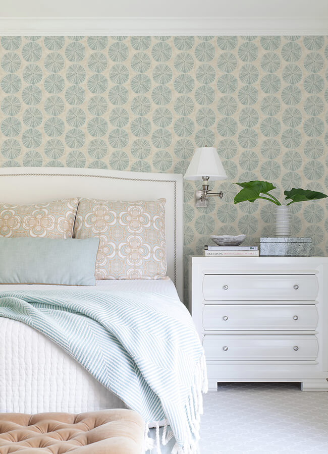 sea-biscuit-aqua-sand-dollar-wallpaper-york-wallcoverings-4071-71028 - York Wallcoverings Papel pintado