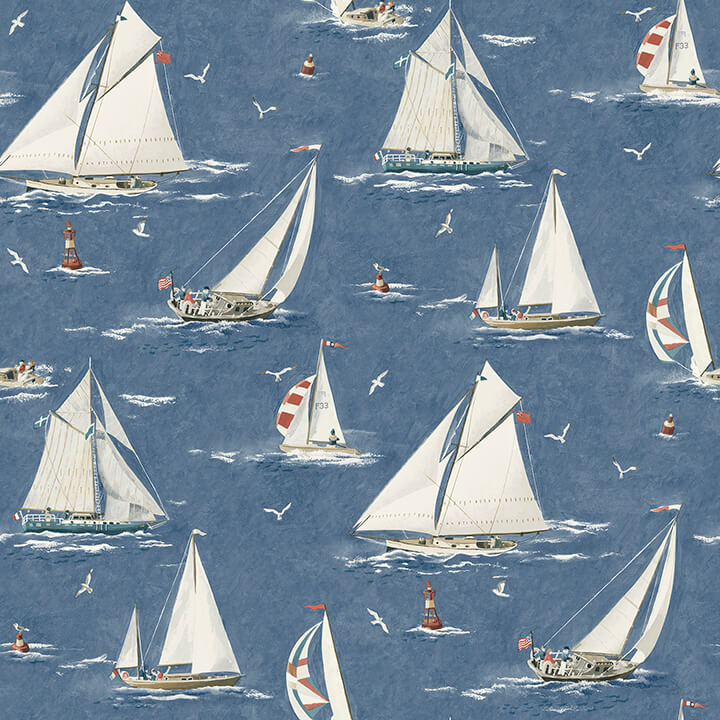 leeward-navy-sailboat-wallpaper-york-wallcoverings-4071-71035 - York Wallcoverings Papel pintado