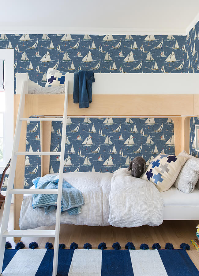 leeward-navy-sailboat-wallpaper-york-wallcoverings-4071-71035 - York Wallcoverings Papel pintado