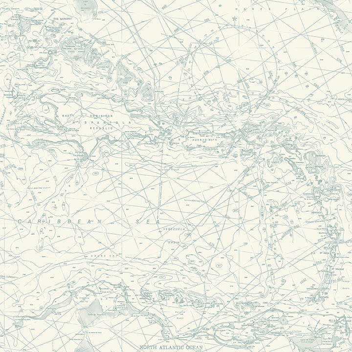 Charts Aqua Nautical Chart Wallpaper - York Wallcoverings - 4071-71058 - York Wallcoverings Wallpaper
