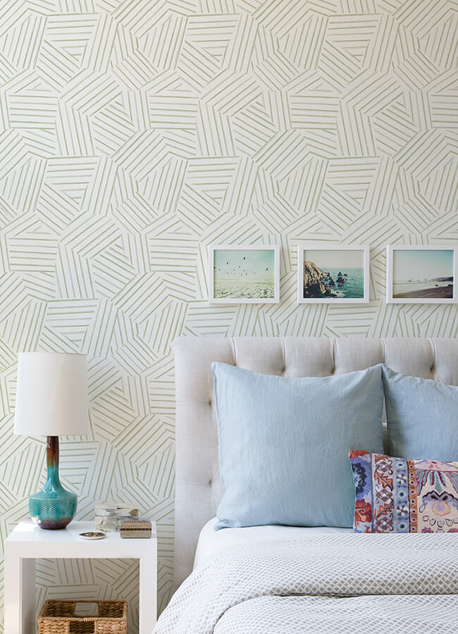 helene-sage-geometric-lines-wallpaper-york-wallcoverings-4121-26900 - York Wallcoverings Papel pintado