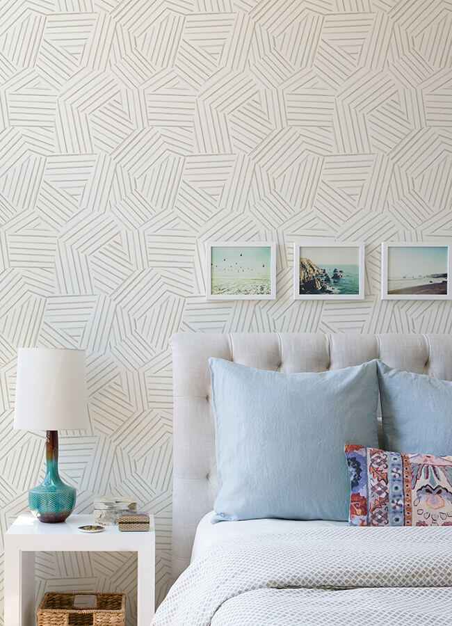 Helene Taupe Geometric Lines Wallpaper - York Wallcoverings - 4121-26901 - York Wallcoverings Wallpaper