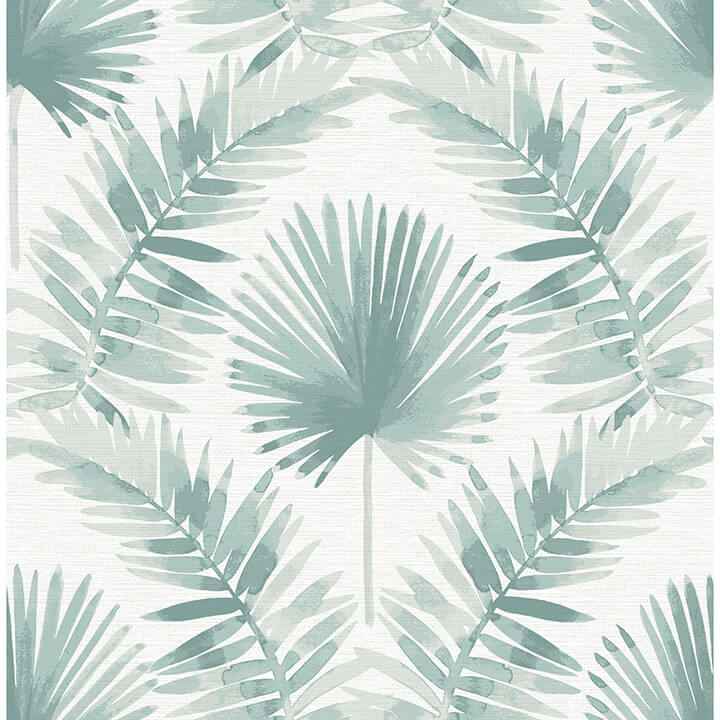 Calla Teal Painted Palm Wallpaper - York Wallcoverings - 4121-26912 - York Wallcoverings Wallpaper