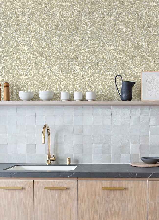 Elma Honey Fiddlehead Wallpaper - York Wallcoverings - 4121-26917 - York Wallcoverings Wallpaper