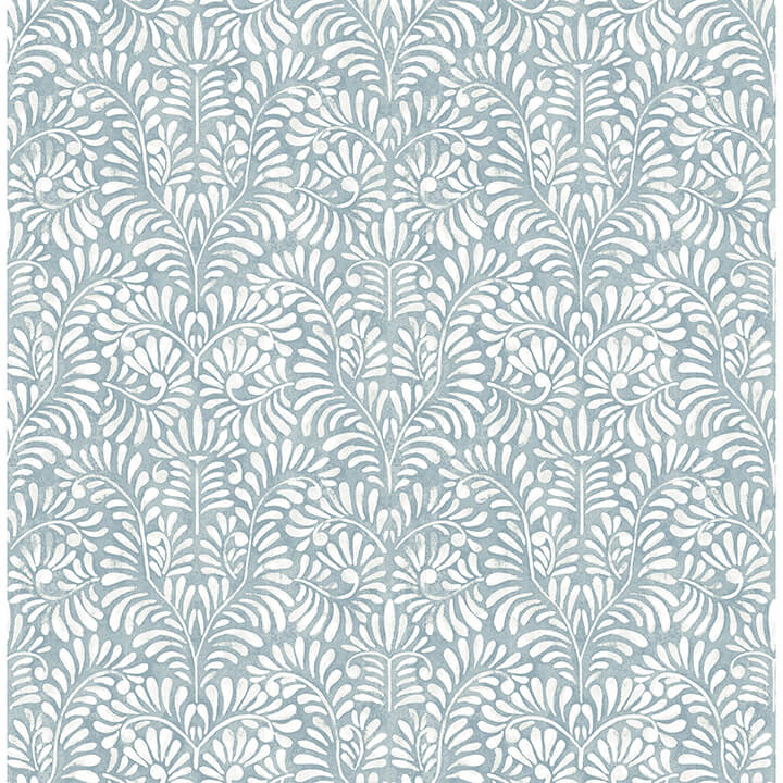 elma-sky-blue-fiddlehead-wallpaper-york-wallcoverings-4121-26918 - York Wallcoverings Wallpaper