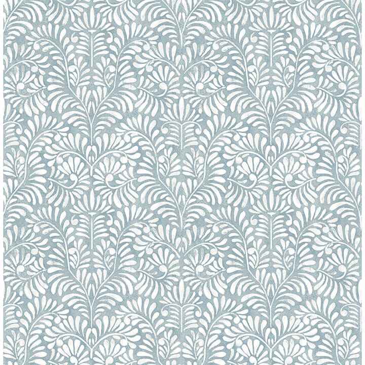 Elma Sky Blue Fiddlehead Wallpaper - York Wallcoverings - 4121-26918 - York Wallcoverings Wallpaper