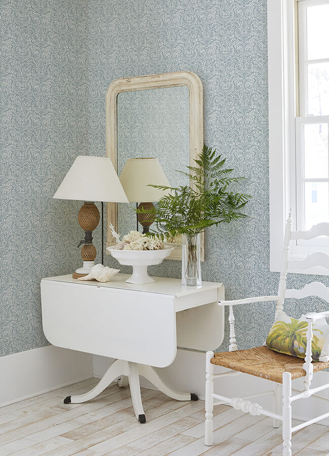 elma-sky-blue-fiddlehead-wallpaper-york-wallcoverings-4121-26918 - York Wallcoverings Wallpaper