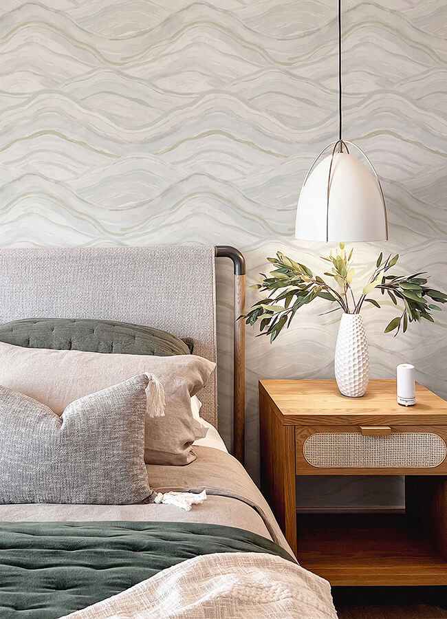 Dorea Light Blue Striated Waves Wallpaper - York Wallcoverings - 4121-26925 - York Wallcoverings Wallpaper